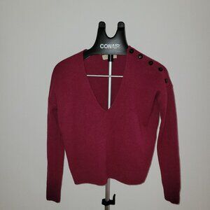 La Maille Sezane Curtis Cashmere Jumper V-Neck Burgundy Size S
